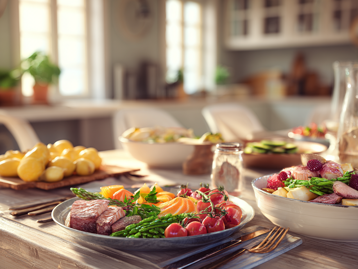 Persona preparando comida saludable en cocina moderna